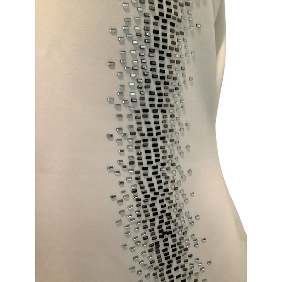 CALVIN KLEIN EMBELLISHED SCUBA  CREAM SLEEVELESS SHEATH DRESS 10 NWT - Picture 2 of 9